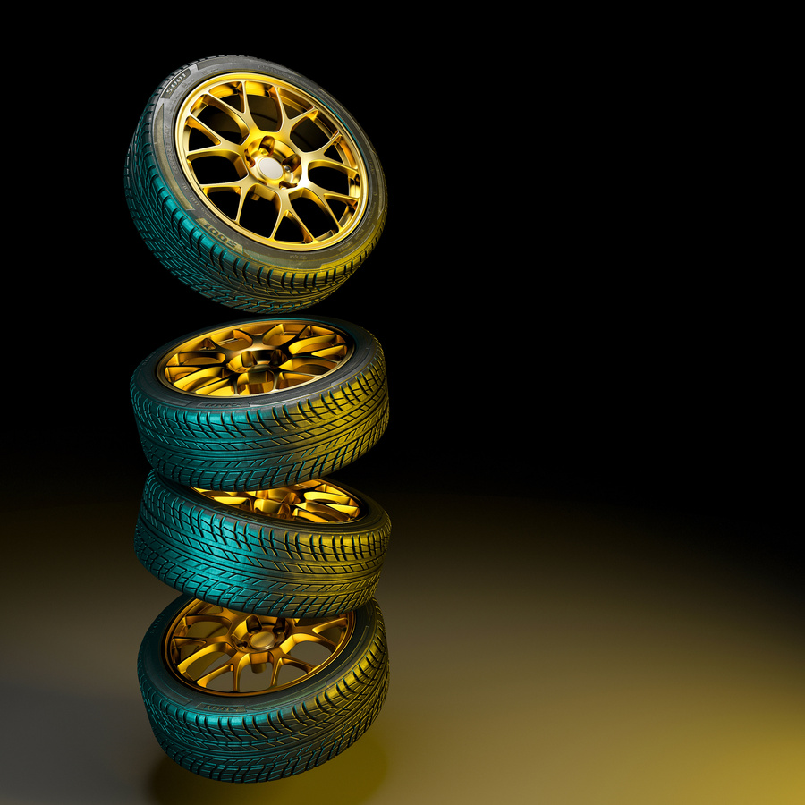 3D Tires with Golden Rims
